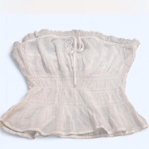 White Ruffled Strapless Top